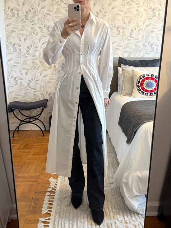 Zara Dresses & Skirts - ZARA FITTED WAIST POPLIN DRESS IN WHITE SIZE SMALL